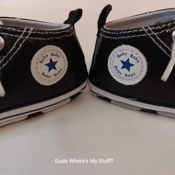 BABY BABY - BLACK & WHITE SPARKLE SNEAKER SHOES - LACE-UP - INFANT SIZE 3 - Picture 2 of 5